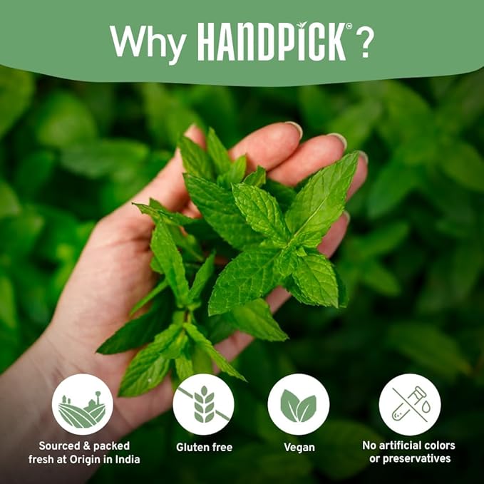 HANDPICK Lemon Balm Tea Bags – 100 Count | Caffeine-Free Herbal Tea with Citrus Flavor & Aroma | Pure Lemon Balm Leaves