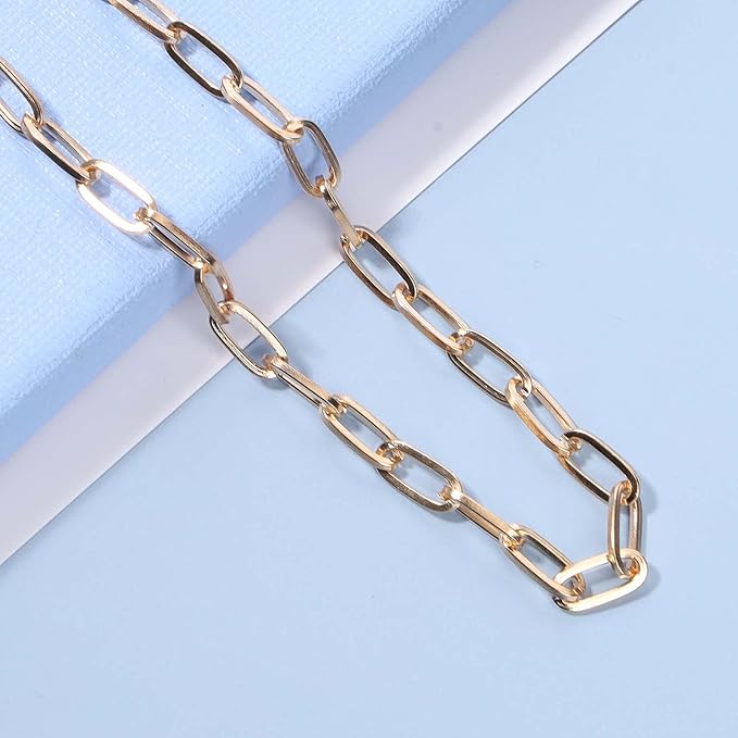 Punk Paper Link Choker Necklace Gold