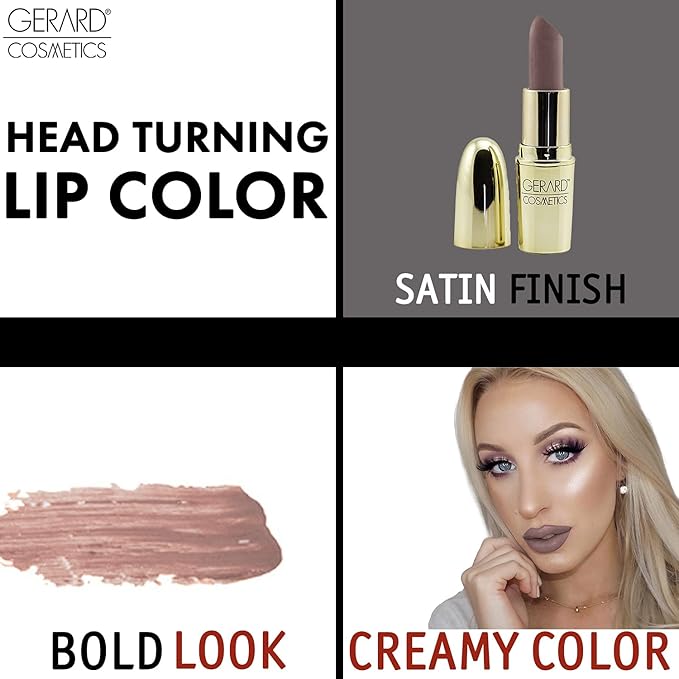 Gerard Cosmetics Lipstick Mystic Moon | Grey Mauve Lipstick with Luxe Satin Finish | Highly Pigmented, Smooth Formula with Hydrating Ingredients | Long Lasting | Cruelty Free & Made in USA