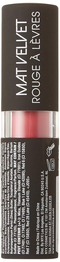 NYX Professional Makeup Velvet Matte Lipstick, Effervescent, 0.14