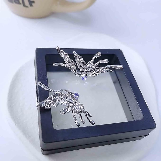 Punk Butterfly Wing Earrings Rhinestone Wing