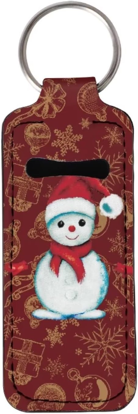 Chapstick Holder Keychain Christmas Cute Snowman Balm