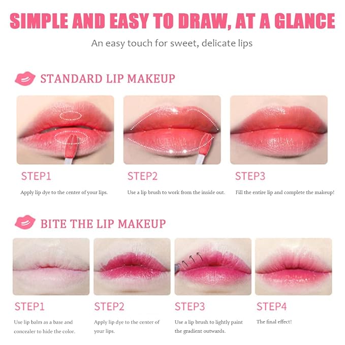 Charm Kiss 10 Colors Lip Stain Tint Set, Watery Finish Lip Tint Stain Korean Lip Gloss,Multi-use Lip and Cheek Tint,Moisturizing Waterproof Long Wear,High Pigment,Non-Sticky,Non-fading,Vivid Color