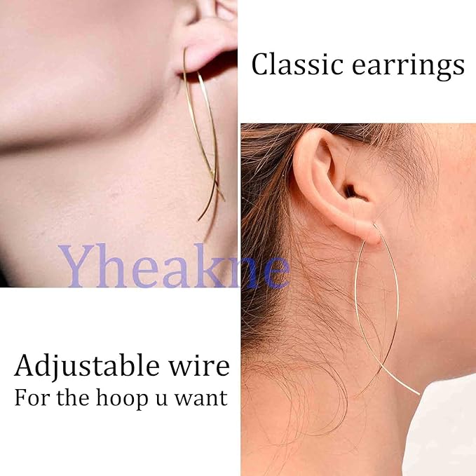 Boho Thin Arch Hoop Earrings Gold Threader Wire