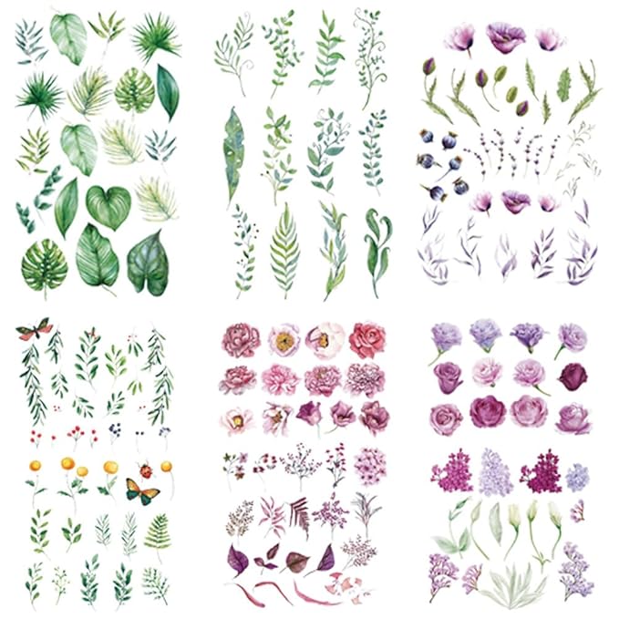 WEETUU 24 Sheets Small Floral Temporary Tattoo for Stickers (T05)