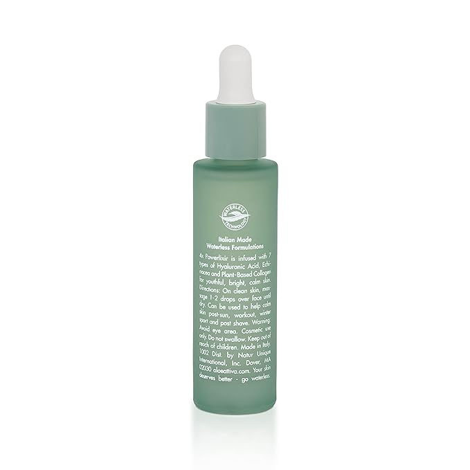 Aloe Attiva 4X POWERLIXIR Serum, Antioxidant-Rich Aloe Vera Serum with Plant-Based Collagen and Hyaluronic Acid,Fragrance-Free Aloe Vera Gel for Face Moisturizer Skin Care for Women 1 Oz Face Serum