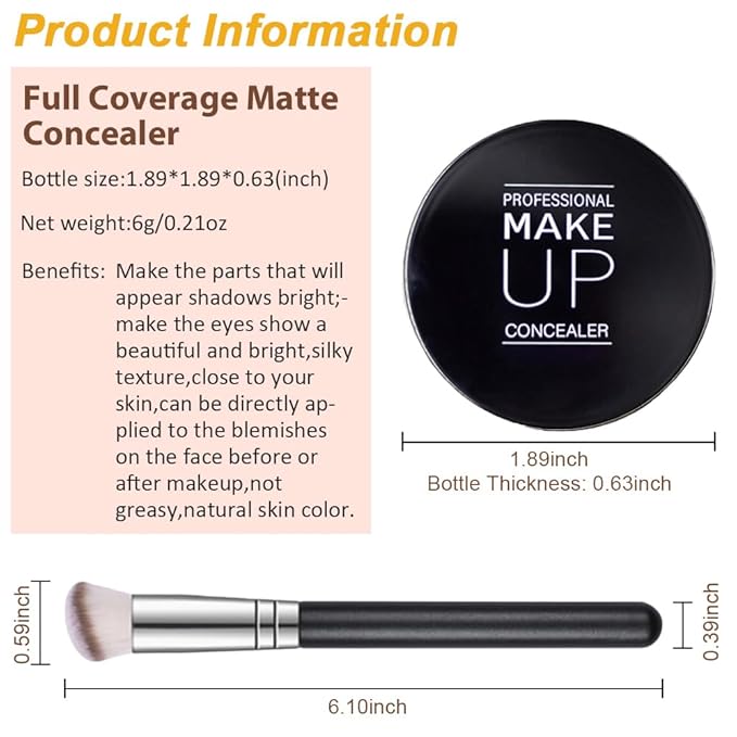 Pot Concealer with Makeup Brush Set,Tattoo Color Correcting ojeras (07-DEEP)