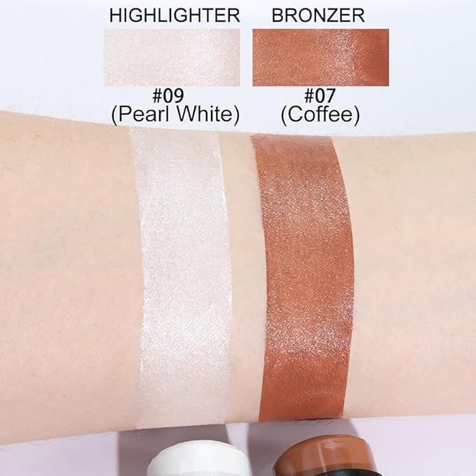 Kaely 2Pcs Cream Contour Highlighter Stick Kit,Bronzer Cheek Stick Waterproof,07+09