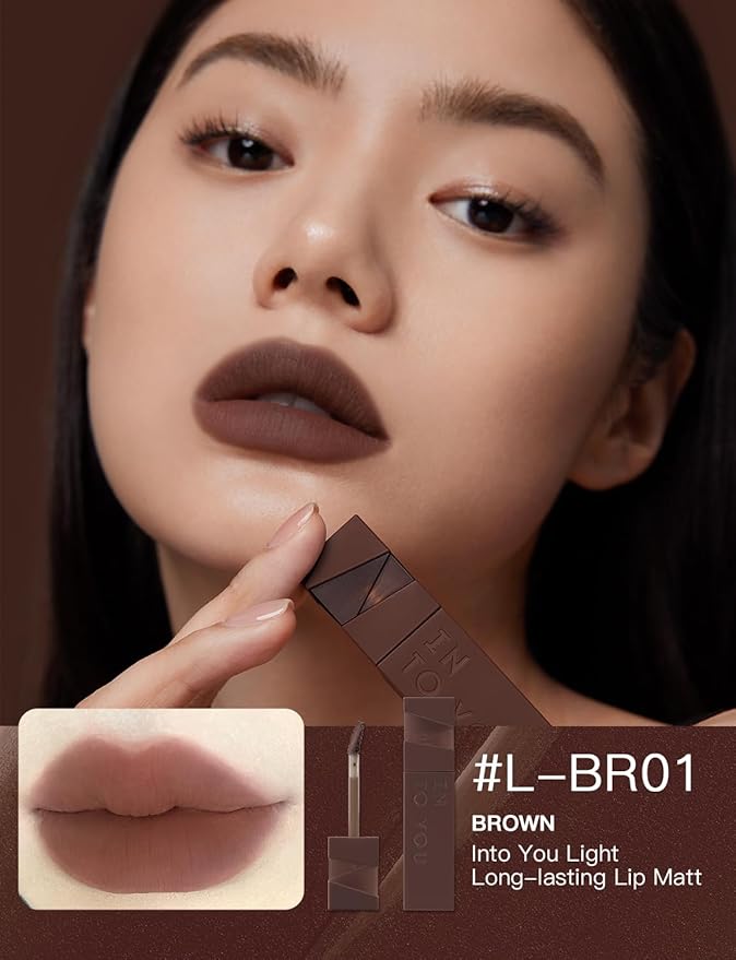 INTO YOU Matte Lipstick Velvet Lip Stain Lip Mud Long Lasting Waterproof Lipstick Lip Gloss Makeup Moisturizing Lipstick for Women (L-Br01)