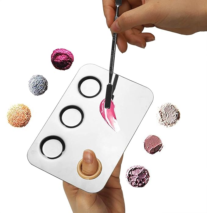 Makeup Mixing Palette, 6x4inch Stainless Steel Makeup Palette