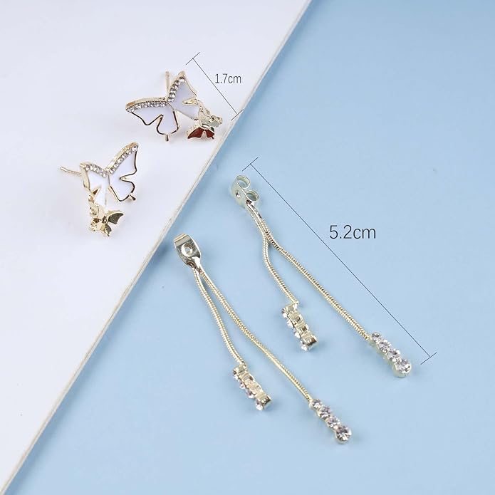Vintage Crystal Butterfly Earrings Long Rhinestone