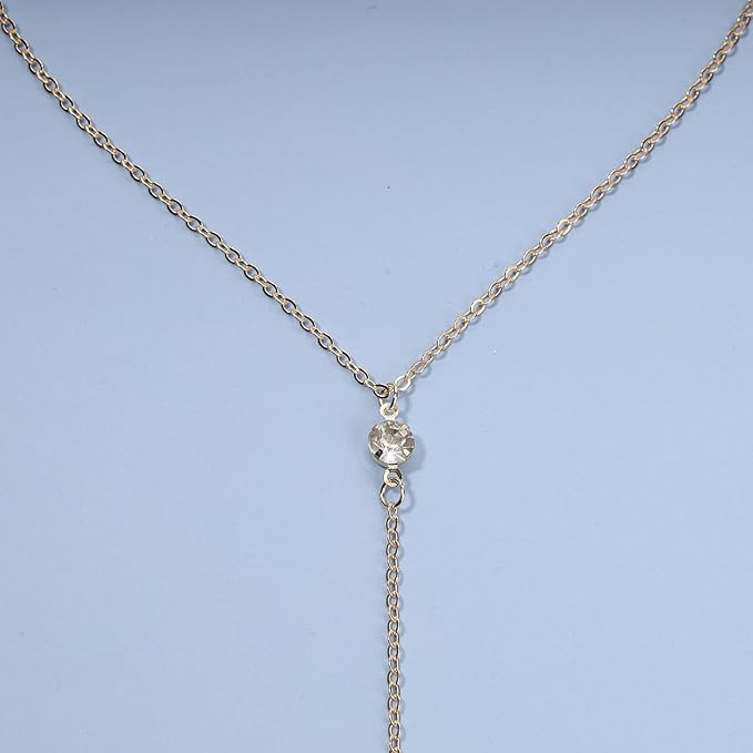 Boho Crystal Y Drop Necklace Choker Gold Long