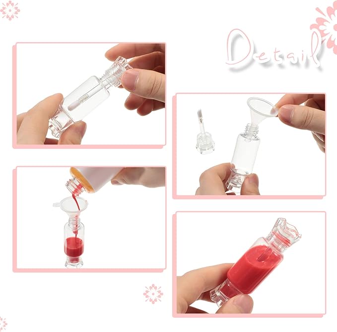 Blulu 20 Pieces Clear Lip Gloss Tubes Candy Shape Lip Gloss Containers Mini Empty Lip Balm Tube and 2 Pieces Funnel for DIY Cosmetics Women Girls