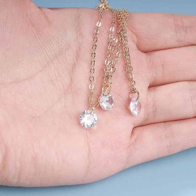Boho Layered Crystal Necklace Choker Gold Bezel Pendant