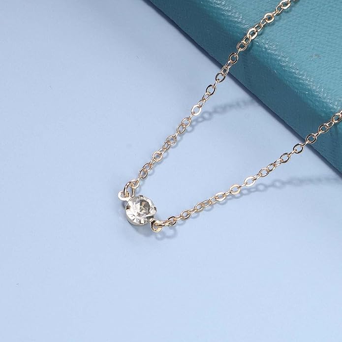 Boho Tiny Crystal Choker Gold Clear Quartz Pendant