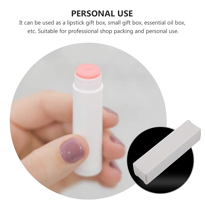 EXCEART Lipstick Pack Box 50 Pcs Lip Gloss Tubes Kraft Paper Packaging Boxes Lipstick Storage Boxes Lip Balm Wrapping Box (White) Paper Essential Oil Box