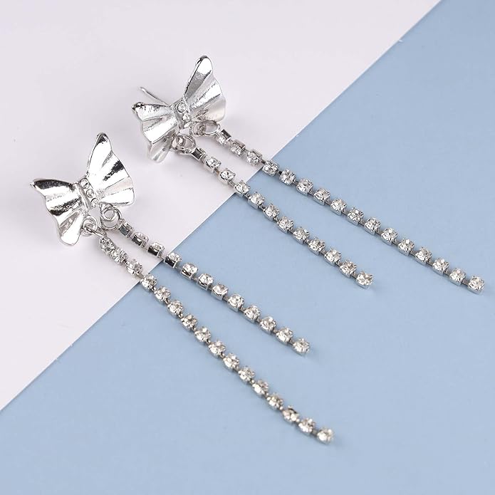 Vintage Bow tennis chain Drop Earrings