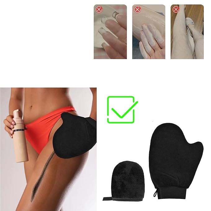 Self Tanning Mitt Applicator Kit, Self Tan Glove, Face Tan Mitt, Back Lotion Applicator, Exfoliating Glove for Self Tanner Fake Bake Tan