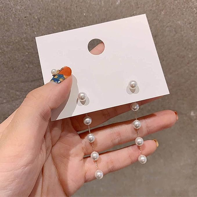 Boho Pearl Dangle Earrings Gold Pearl Drop Stud