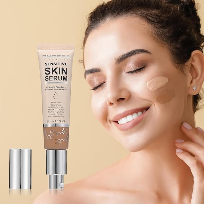 PHOERA Hydrating Serum Foundation,Makeup Base Foundation Hypoallergenic and