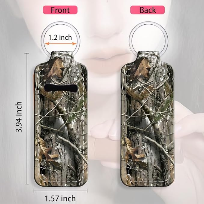 Chapstick Holder Keychain Holder Neoprene Lip Balm Lipstick Lip Gloss Holder Travel Accessory for Girls Women Gift(Camo)