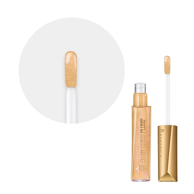 Rimmel Stay Plumped Lip Gloss, 801 Angel Shimmer, Pack of 3
