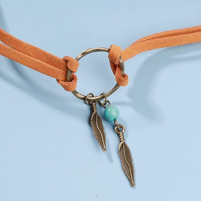 Boho Layered Suede Choker Necklace Tiny