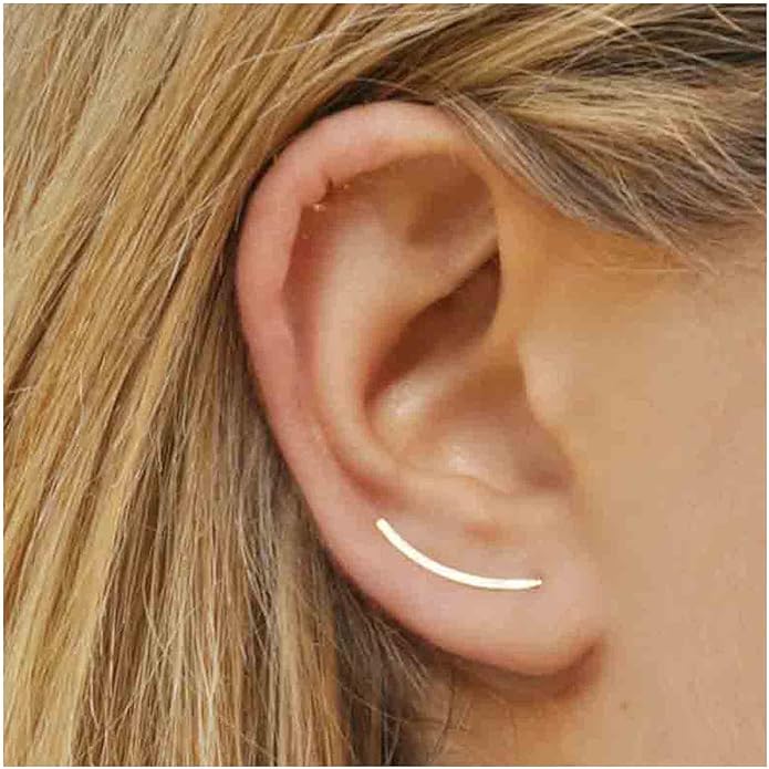 Boho Bar Ear Climber Earrings Gold Stick Studs