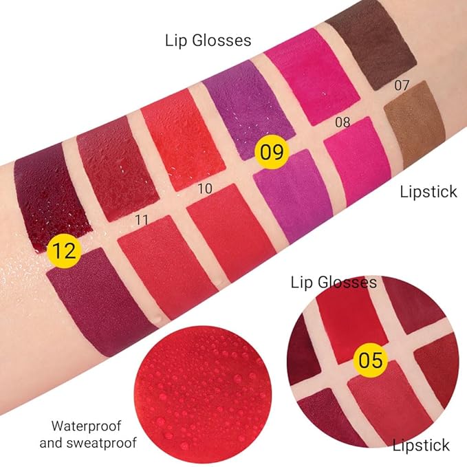 AMY'S DIARY 2in1 Matte Colors Lipstick & Liquid Lipstick 3Pcs Set, Full Color Lip Gloss, Matte for halloween Long Wear Waterproof Velvet Lipstick (Bright+Dark red +Purple)