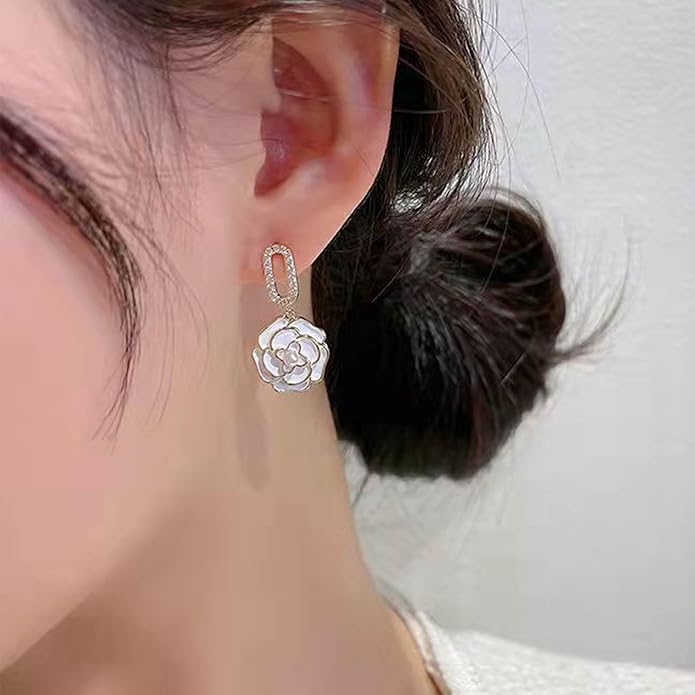 Vintage Black Crystal Flower Drop Earrings