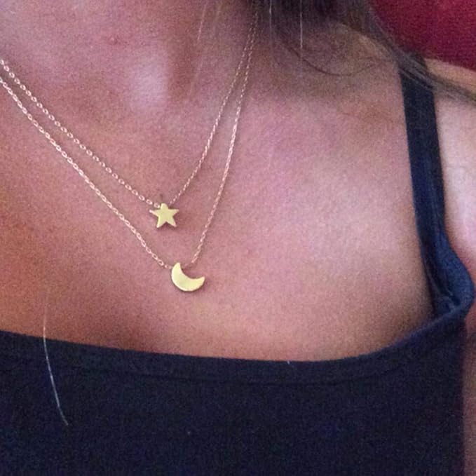 Bohemian Layered Necklace Moon Star Necklace