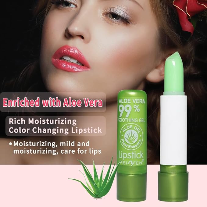 Aloe Vera Lipstick, Magic Temperature PH Color Changing Moisturizing Lipstick, Tinted Lip Balm, Lip Tint, Lip Makeup, Glossier Lip Balm, Natural Lasting Moisturizing Lipstick for Women