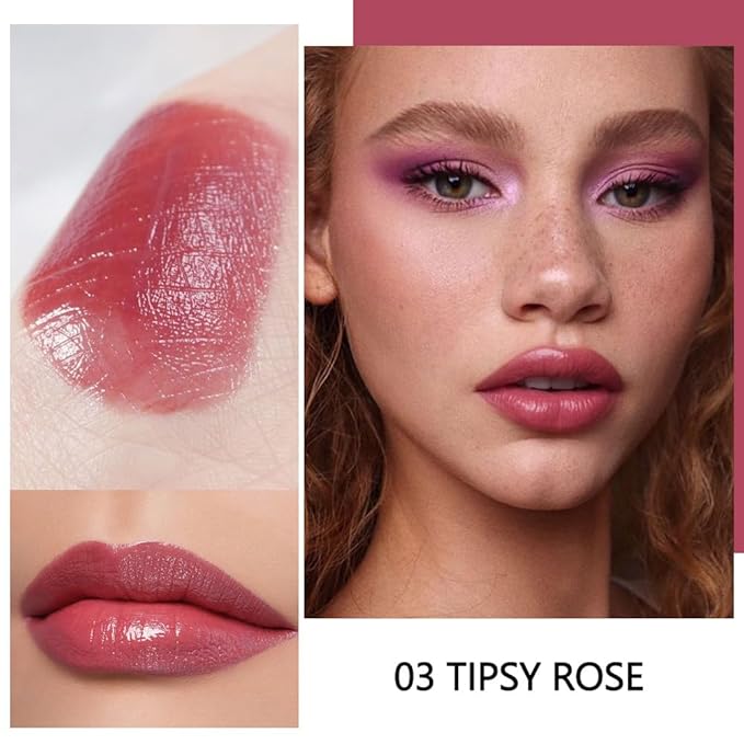 evpct 3Pcs Orange Rose Cherry Red Shine Lipstick Set, Flawless Moisturizing Lip Color Stick Glossy Lipstick Tinted Lip Balm, Sheer Shine Juicy Finish, Lightweight Hydrating Formula for Dry Lip Care
