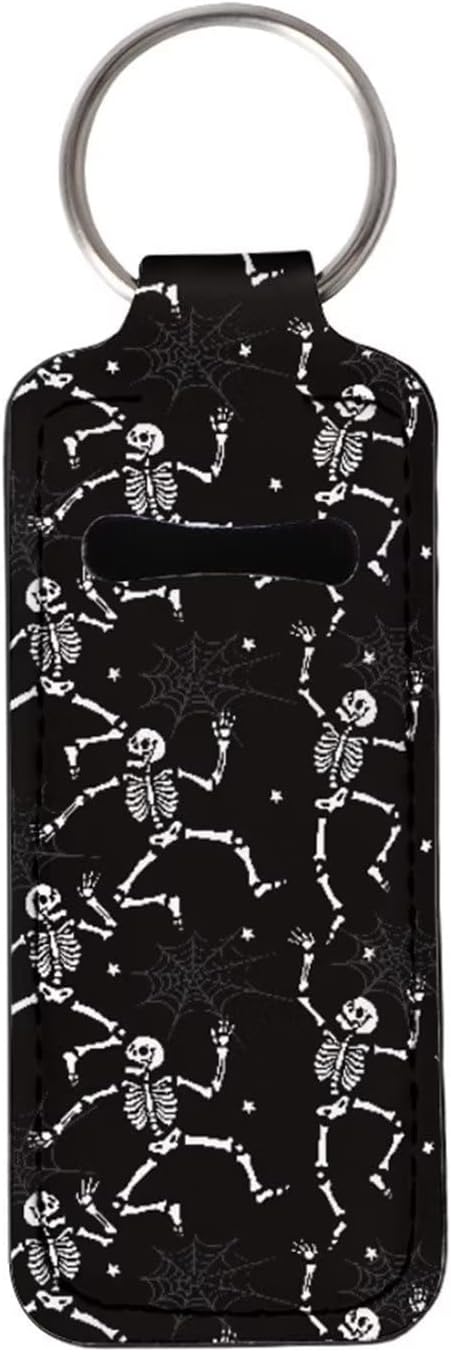 Chapstick Holder Keychain Black Skeleton Funny Hanging