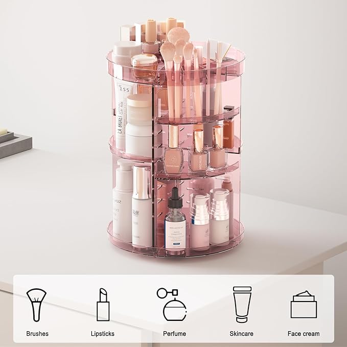 360 rotating makeup organizer with