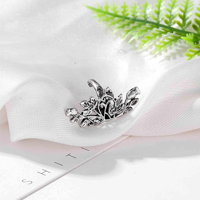 Boho Leaf Earcuff Earrings Silver Leaves