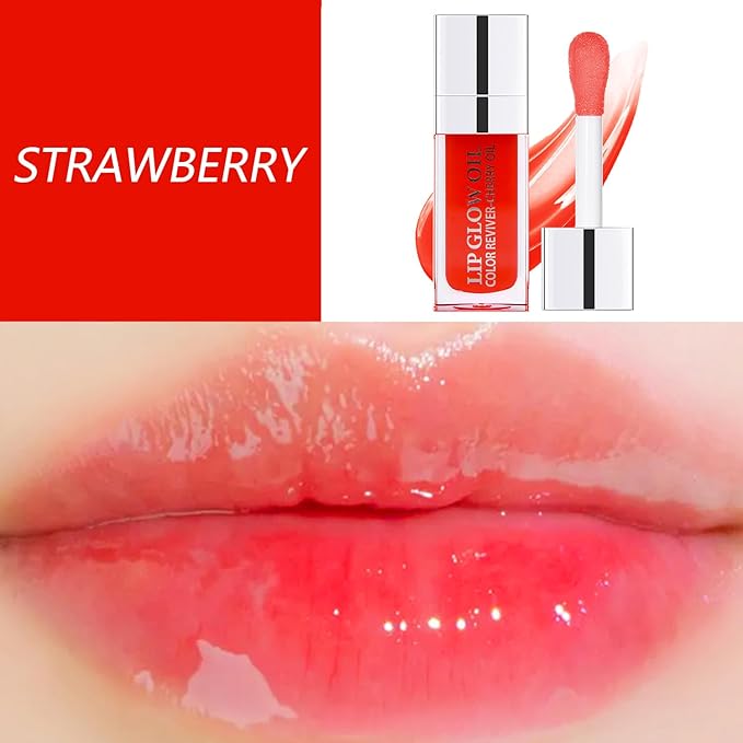 Plumping Lip Oil, Hydrating Lip Gloss Tinted Lip Balm Transparent Lip Care, Big Brush Head Glitter Shine, Long Lasting Nourishing Non-sticky Fresh Texture, 0.2 Fl Oz, 1Pack