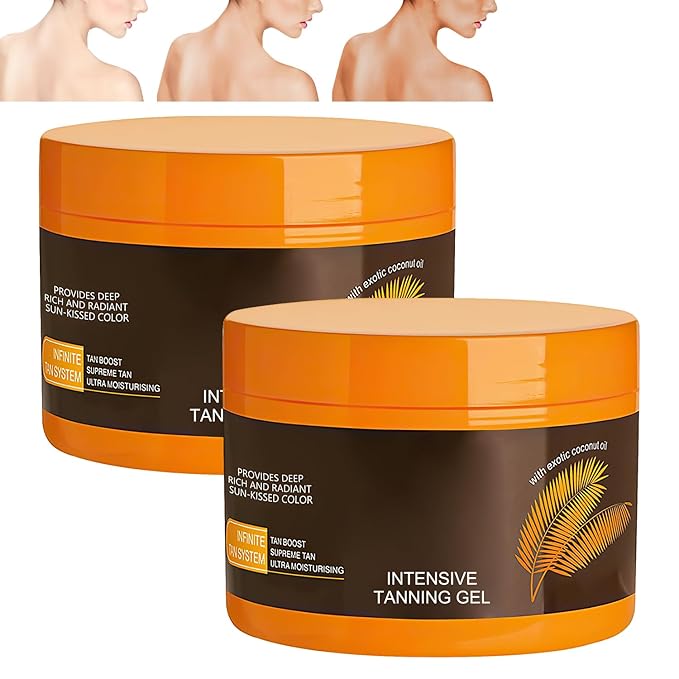 Luxury Intensive Tanning Gel, Natural Tanning Accelerator Lotion, Brown Tanning Gel, Natural Tanning Accelerator Cream Gel, for Sunbeds & Outdoor Sun (2pcs)