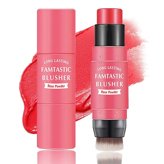 Cream Blush Stick,Blush Stick for Cheeks with Contour Rose Pink)