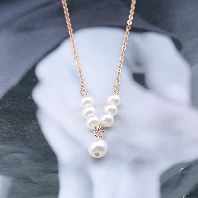 Vintage Pearl Pendant Necklace Gold Pearl Beads Necklace