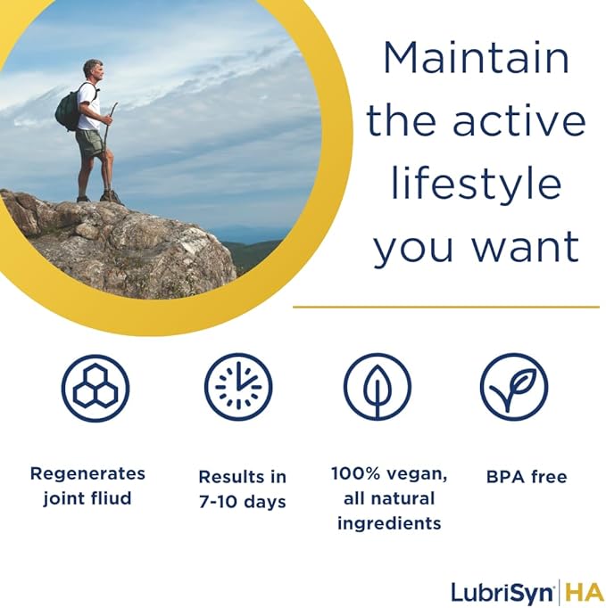 LubriSynHA Human Joint Supplement, Original 3 x 11.5oz – All-Natural, High-Molecular Weight Hyaluronic Acid HA - Joint Support for Women & Men – Promotes Healthy Joint Function, Made in USA, Vegan