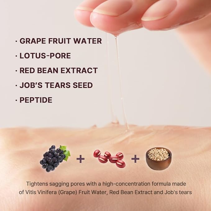 Pot Pore Tightening Podo Ampoule - Pore Tightening, Korean Skincare, Hypoallergenic, Moisturizing, Red Bean, Grape, Pore Care, Face Serum, Skin Density Improvement, K-Beauty, Skin Elasticity