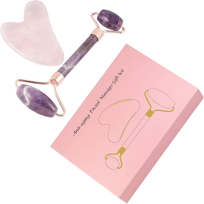 mookaitedecor Amethyst Roller & Rose Quartz Scraping