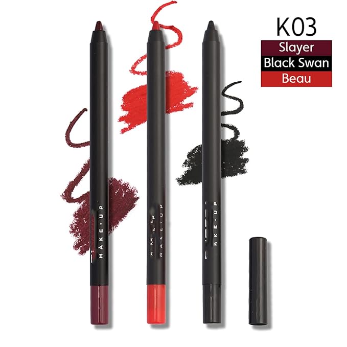 MAEPEOR Matte Lipliner and Eyeliner Kit 3 PCS Smoothly Creamy Lipliner and Eyeliner Pen Set for Daily Wear (3PCS Kit 3)