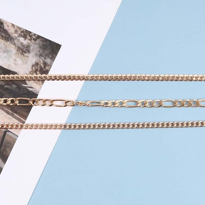 Punk Layered Figaro Chain Necklace Gold