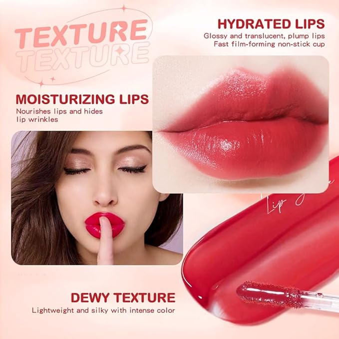 6 Colors Lip Tint Stain Set, Korean Lip Gloss Matte Velvet Lip Stain, Multi-Use Cheek and Lip Tint Moisturizing Mini Liquid Lipstic, Non-Stick Cup, Lightweight, High Pigment, Long-Lasting, Vivid Color