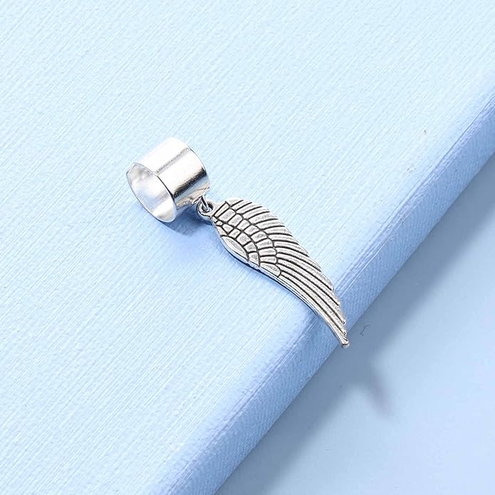 Boho Angel Wing Cuff Earrings Silver