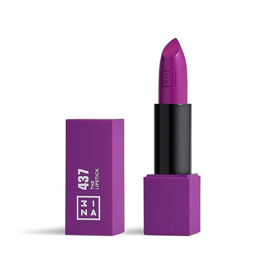 3INA MAKEUP - Vegan - Cruelty Free - The Lipstick 437 - Purple Lipstick - 5h Lasting Lipstick - Highly Pigmented - Matte - Vanilla Scented - Lipstick with Magnetic Cap