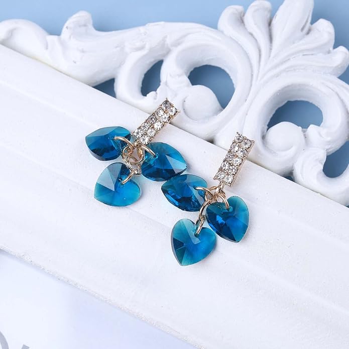 Boho Sapphire Tassel Earrings Blue Crystal