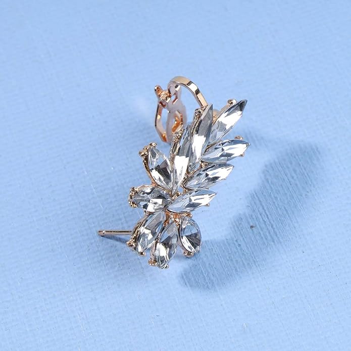 Boho Crystal Ear Climber Earrings Gold